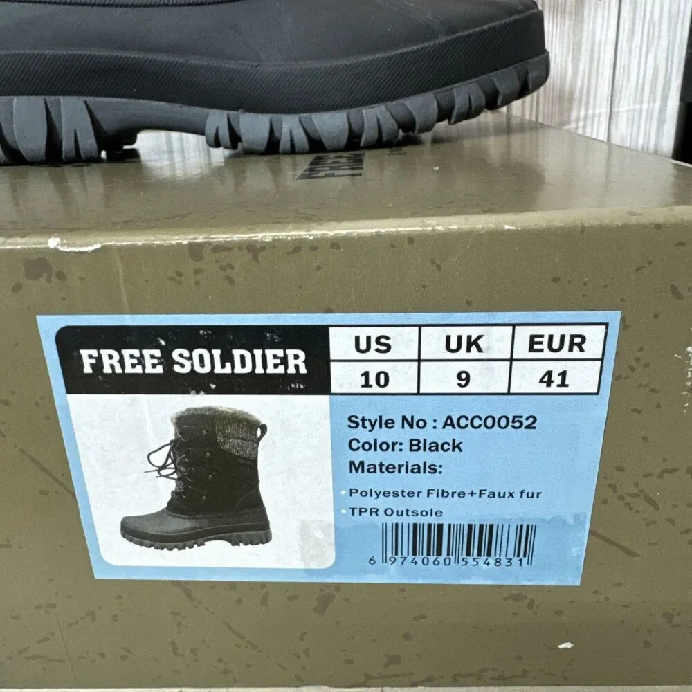 Free Soldier ACC0052 Mens Black Waterproof Tactical Military Boots Size US 10